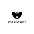 Love pencil logo, educational design, vector illustration