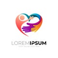 Love and people logo design combination, hand care Royalty Free Stock Photo