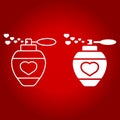 Love perfume with hearts line and glyph icon