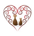 Love pets cat and dog vintage icon logo