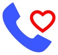 Love Phone Receiver Raster Icon Flat Illustration