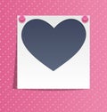 Love photo frame on wall with pink pins on pink Royalty Free Stock Photo