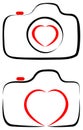 Love with photography camera heart with line art logo Royalty Free Stock Photo