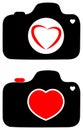 Love with photography camera heart logo