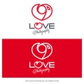 Love photography logo design. Minimal camera icon heart shaped. Royalty Free Stock Photo