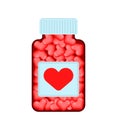 Love pills bottle and capsule isolated. vector illustration