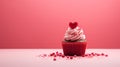 Love and Pink Cupcake Wallpaper, Generative ai