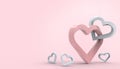 Love Pink Heart  Valentines Day Paper art style of Happy and Mother`s Day greeting card on pastel Pink background Royalty Free Stock Photo
