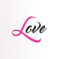 Love Pink ribbon text for Breast Cancer Awareness