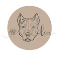 Love pitbull - black and white vector logo