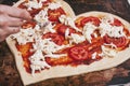 Love pizza. Baked heart-shaped homemade pizza