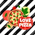 Love pizza design concept blue