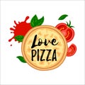 Love pizza four cheese design text Royalty Free Stock Photo