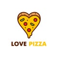 Love pizza logo design. Vector modern line