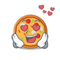 In love pizza mascot cartoon style