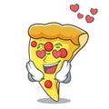 In love pizza slice mascot cartoon
