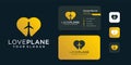 Love plane logo design with business card template