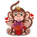 Love the plush toy monkey with box gift Royalty Free Stock Photo