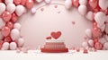 Love Podium Elevation. Happy Valentine's Day Decoration with Balloons