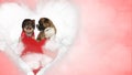 In love Pomeranian and Boxer puppies wearing hat and jacket Royalty Free Stock Photo