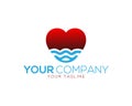 Love Pool with water Icon Logo Design