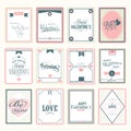 Love postage stamps for Happy Valentines Day celebration. Royalty Free Stock Photo