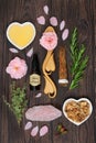 Love Potion and Aphrodisiac Magic Spell Ingredients Royalty Free Stock Photo