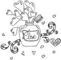 Love potion bottle doodle style Royalty Free Stock Photo