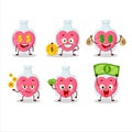 Love potion cartoon character with cute emoticon bring money