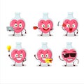 Love potion cartoon character with various types of business emoticons Royalty Free Stock Photo