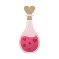 Love potion in a glass vessel, flat icon isolated on white background. Valentines day concept. Vector illustration in Royalty Free Stock Photo