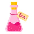 Love potion in pink triangle bottle for the wedding or Valentine Day