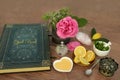 Love Potion Preparation for Magic Spell with Ingredients Royalty Free Stock Photo