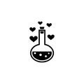 Love Potion Tube with Hearts Bubbles Flat Vector Icon