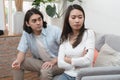 Love problem concept. Asian couple having quarrel at home Royalty Free Stock Photo