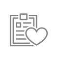 Love profile, donation line icon. Clipboard with heart, charity, help, like symbol Royalty Free Stock Photo