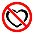 Love is prohibited. Stop heart icon. Vector illustration