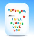 Love promise letter magnets on fridge concept