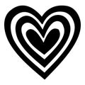 Love Psychedelic heart icon, hand drawn and outline style