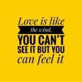 Love quote. Love typographic poster. Black text over yellow background.