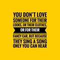 Love quote. Love typographic poster. Black text over yellow background.