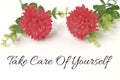 Love quote written with TAKE CARE OF YOURSELF Royalty Free Stock Photo