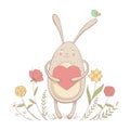 In love rabbit with heart Royalty Free Stock Photo