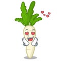 In love radish white in a cartoon basket