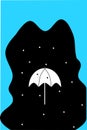 Love rain background with umbrella for Happy Monsoon Season. Rainy season on black background with love raindrops template for mob Royalty Free Stock Photo