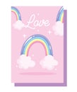 Love rainbows clouds decoration celebration cartoon card design