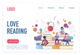 Love reading flat vector landing page template