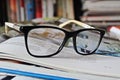 Glasses with books Royalty Free Stock Photo