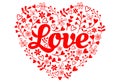 Love red flower heart, vector
