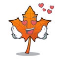 In love red maple leaf mascot cartoon Royalty Free Stock Photo